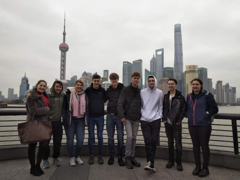 At the Bund in Shanghai with other volunteer teachers from our group (fourth from the right is me)