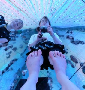 The floor of this room was made of mirrors,which was slightly disorientating. Also, luckily they lent out pairs of shorts, so those of us who came in skirts wouldn't accidentally flash everyone.