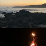 Top photo: Montezuma Beach, bottom photo: Eli performing poi