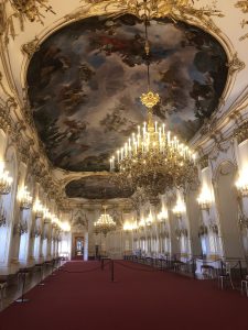 The ballroom area at Schönbrunn Palace 