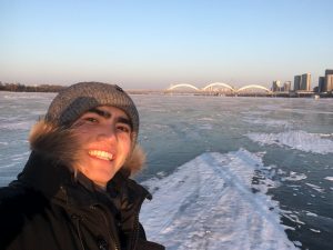 Walking across the frozen river