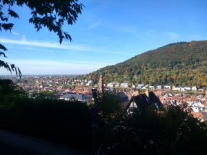 View of Heidelberg from the road up to the castle