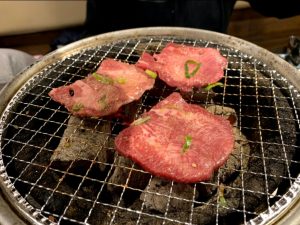 At the Yakiniku restaurant, cooking over the coals