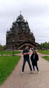 I took a day trip to the countryside with my friend Filippo and our Russian teacher Ekaterina and here we striking a pose in front of an ancient Orthodox church made entirely of wood. We later had a picnic in the forest and watched an Orthodox wedding. A great day, and lots of Russian spoken.