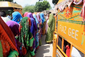 These women in Interior Sindh (a province in the South-Eastern corner of Pakistan) are lining up to collect food parcels. The number of rings they wear on their arms denotes their status within their tribe. A number of different tribes are represented in this picture alone. 