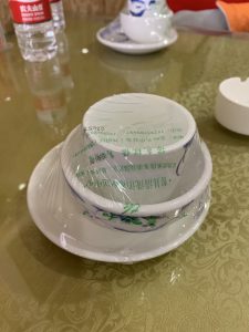 Unnecessary plastic packaging in a Chinese restaurant