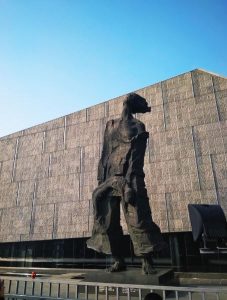 One of the heart-rending statues outside the Nanjing Massacre Memorial