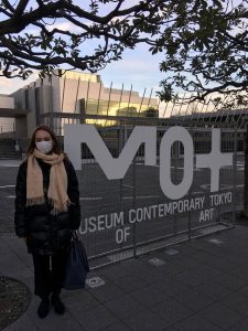 Standing in front to the Museum of Contemporary Art Tokyo.