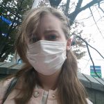 Recently I caught a cold, so here is a photo of me modelling the Japanese trend of wearing surgical masks when feeling under the weather.
