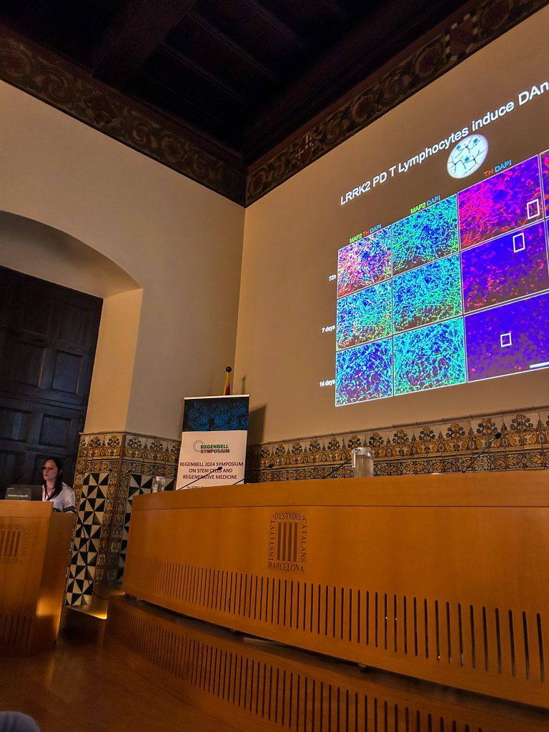 La presentación de un estudiante de doctorado de mi laboratorio durante el REGENBELL symposium of stem cells and regenerative medicine, nov 2024